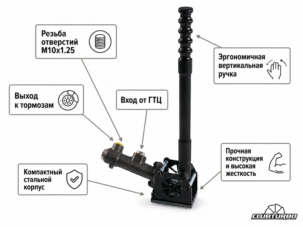 Тормоз ручной гидравлический, вертикальный, с алюминиевой ручкой (13)